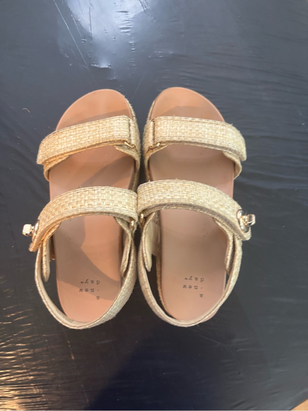 A new day Gold Woven Double-Strap Sandals